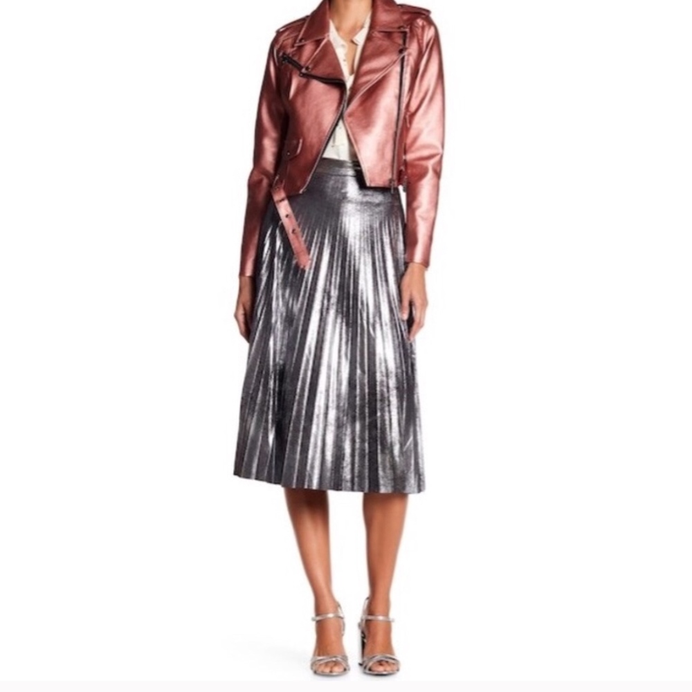 Romeo and Juliet Silver Pleated Midi Skirt NWT